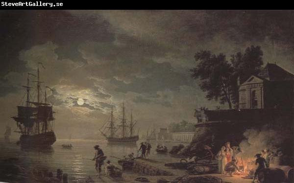 Claude-joseph Vernet Night,A Port in Moonlight (mk43)